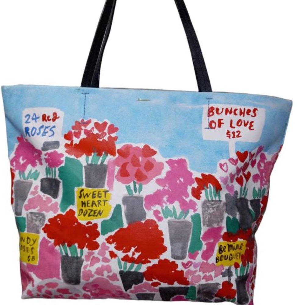 Kate Spade New York Be Mine Rose Market Hallie Tote Leather Shoulder Bag